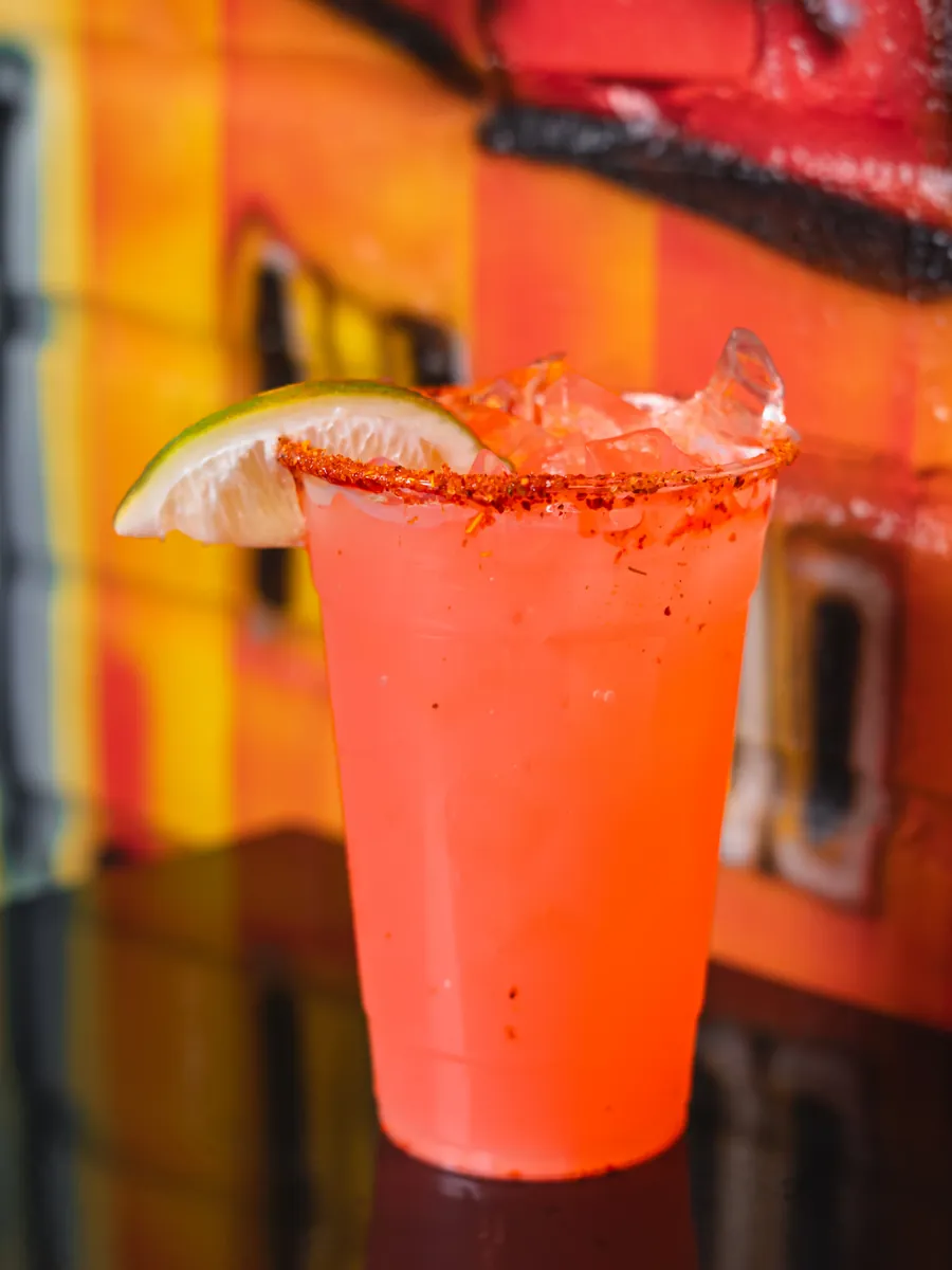 House margarita with a chili-salt rim